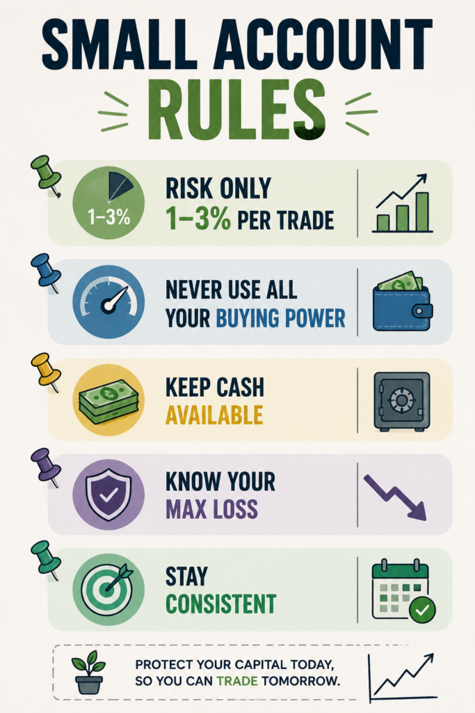 Risk management rules for options trading with a small $1000 account